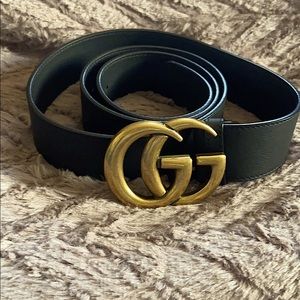 Gucci double G black thick leather belt!